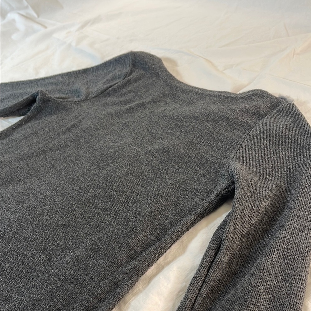 Gray Sweater with Real Fur and Lace Detail Size Medium - Picture 8 of 9
